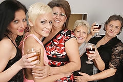 Five horny old and young lesbians make it special for Christmas